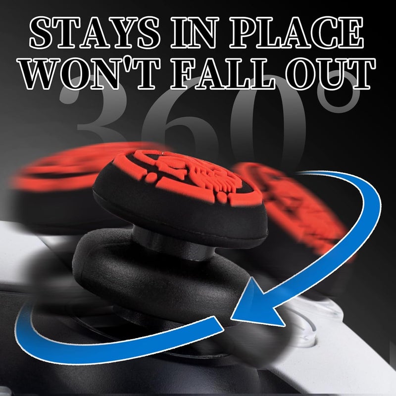 PlayRealm NO Falling Off Thumbstick Extender x 2 & Thumb Grip x 4 for PS5 & PS4 Controller (Skulls pack) - Image 3